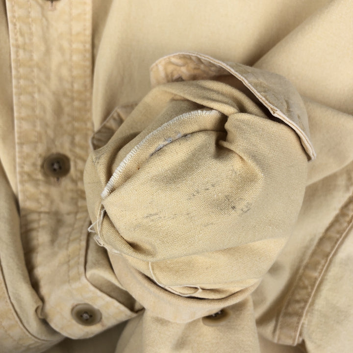 90'S LLBean Cotton Box Shirt, Made in Canada, Men's XL equivalent, Vintage cotton yellow type Vintage Second Hand