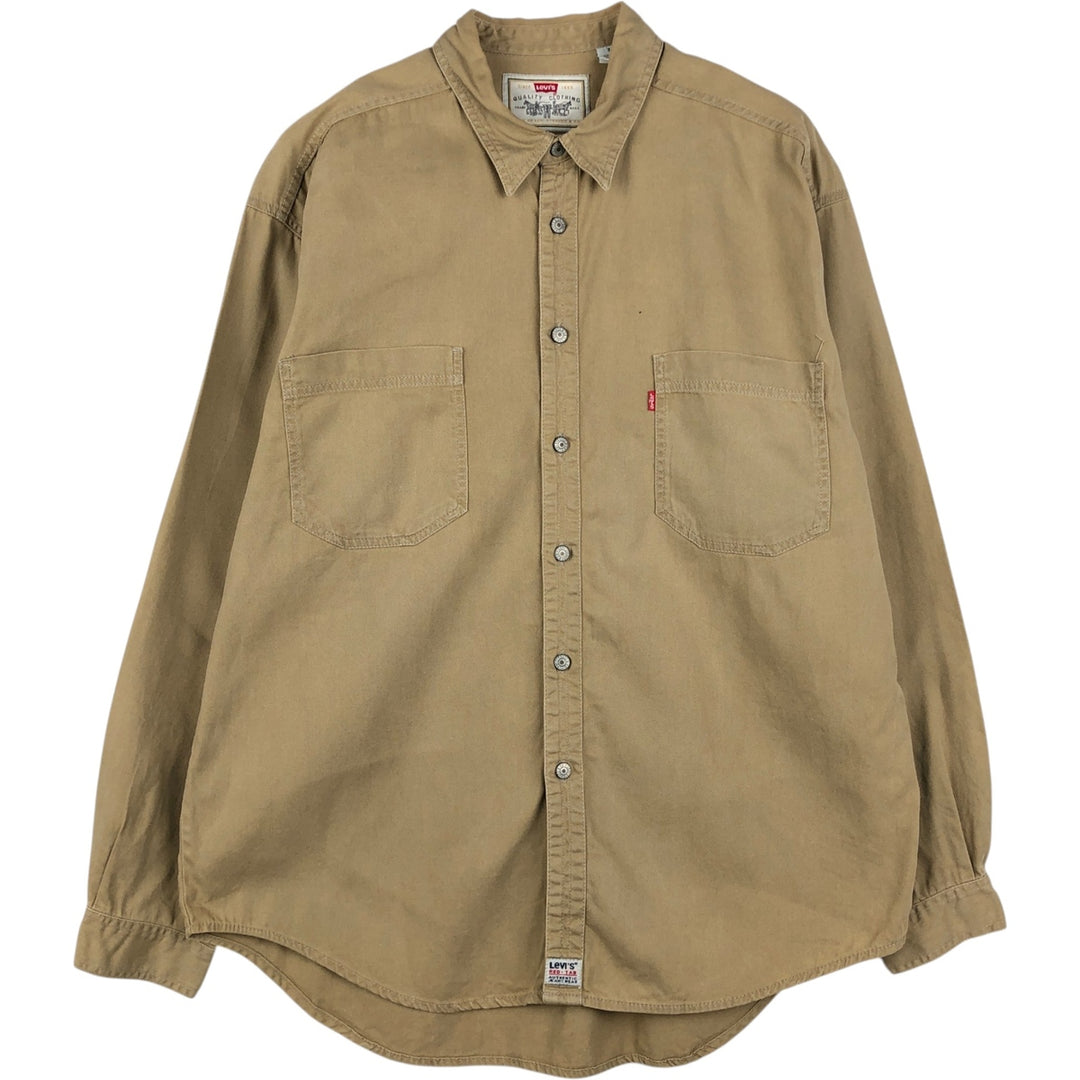 Levi's 60560-1364 Long-Sleeve Cotton Shirt, Men's Size XL (approx.) cotton Beige type Vintage Second Hand