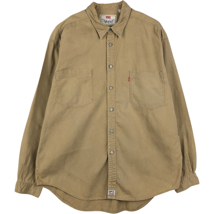 Levi's 60560-1364 Long-Sleeve Cotton Shirt, Men's Size XL (approx.) cotton Beige type Vintage Second Hand