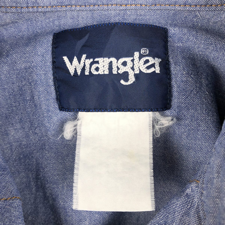 Wrangler Long Sleeve Denim Western Shirt, Men's Size Medium unclear blue type Vintage Second Hand