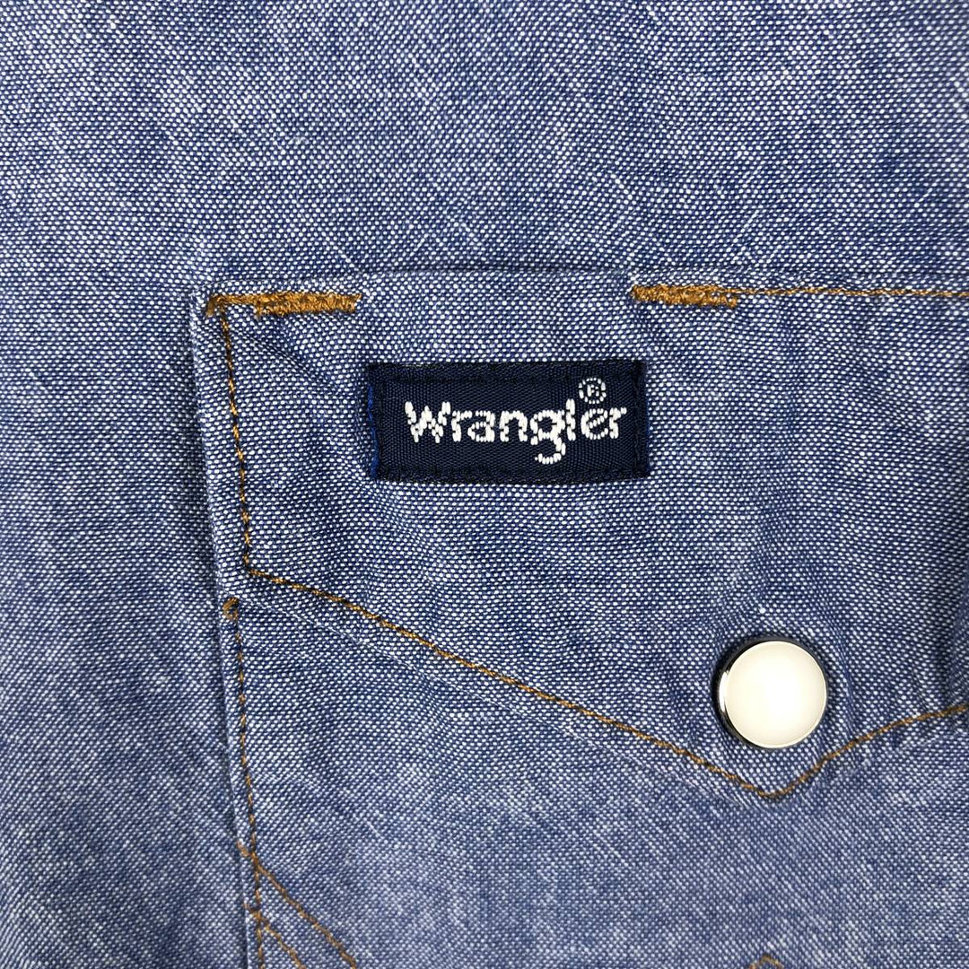 Wrangler Long Sleeve Denim Western Shirt, Men's Size Medium unclear blue type Vintage Second Hand