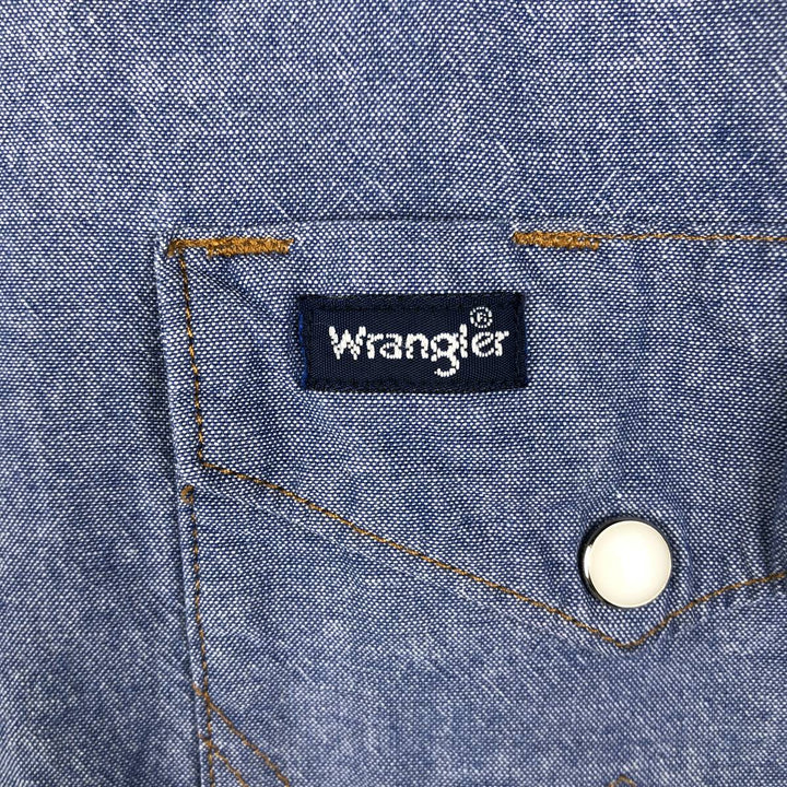 Wrangler Long Sleeve Denim Western Shirt, Men's Size Medium unclear blue type Vintage Second Hand