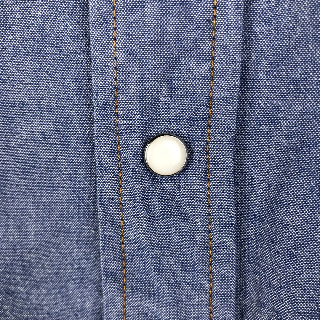 Wrangler Long Sleeve Denim Western Shirt, Men's Size Medium unclear blue type Vintage Second Hand