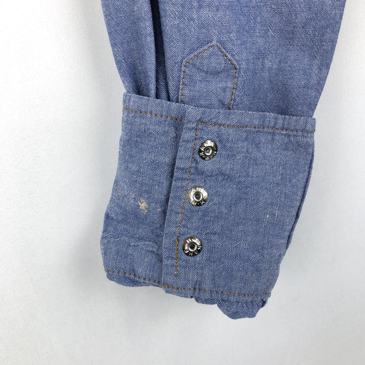 Wrangler Long Sleeve Denim Western Shirt, Men's Size Medium unclear blue type Vintage Second Hand
