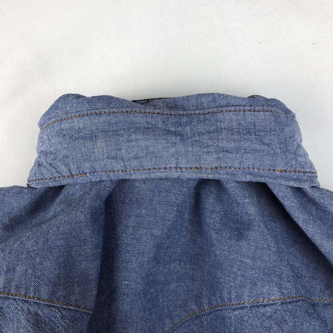 Wrangler Long Sleeve Denim Western Shirt, Men's Size Medium unclear blue type Vintage Second Hand
