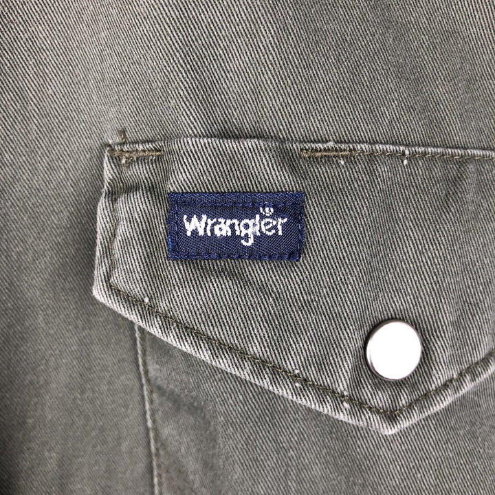 Wrangler Long-Sleeve Western Shirt, Men's Size L (approx.) cotton Khaki type Vintage Second Hand