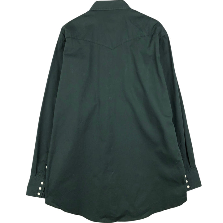 Wrangler Long-Sleeve Western Shirt, Men's Size XL (approx.) cotton dark green Vintage Second Hand