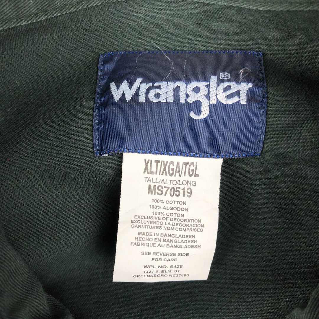 Wrangler Long-Sleeve Western Shirt, Men's Size XL (approx.) cotton dark green Vintage Second Hand