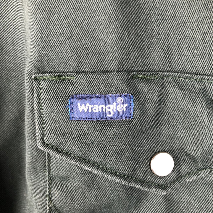 Wrangler Long-Sleeve Western Shirt, Men's Size XL (approx.) cotton dark green Vintage Second Hand