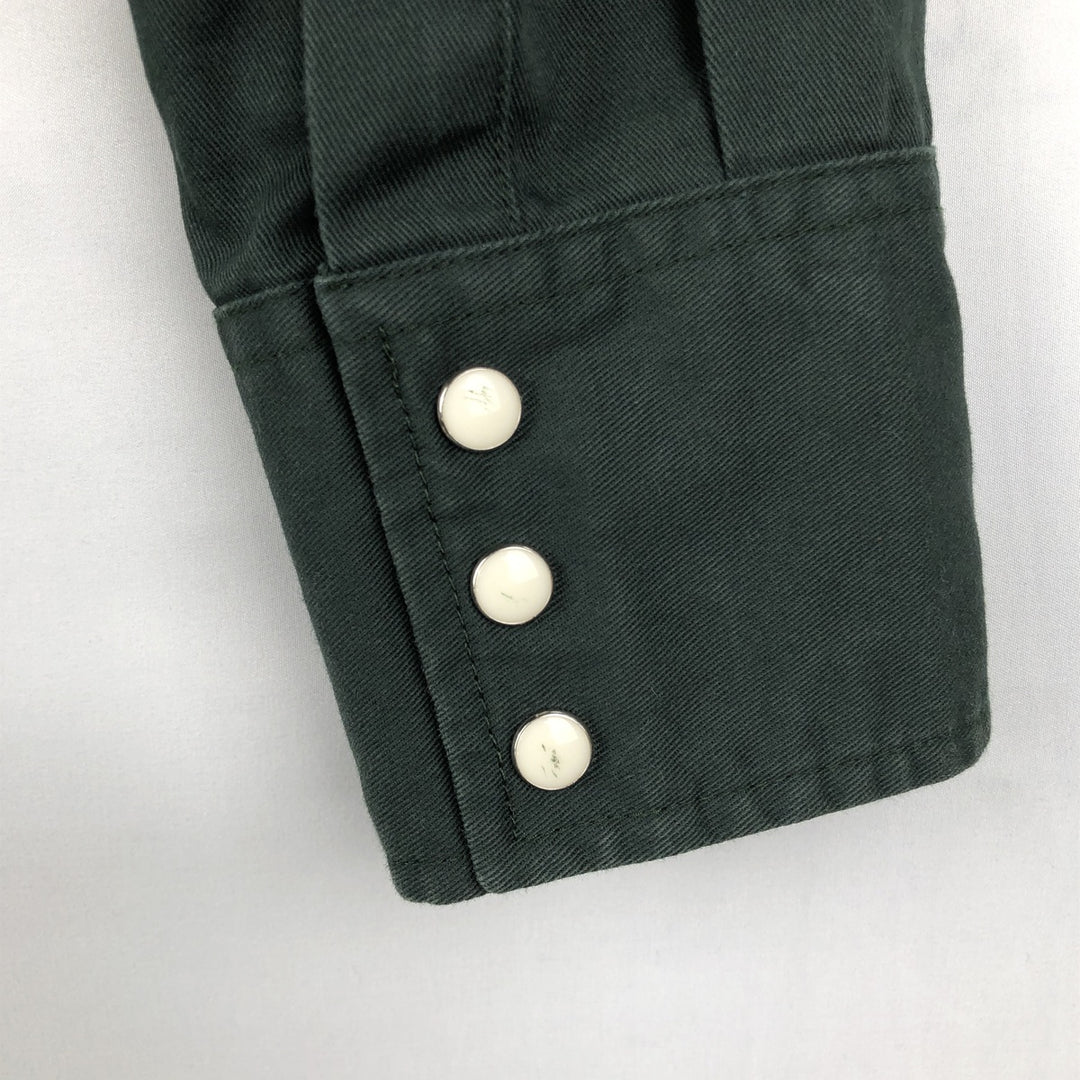 Wrangler Long-Sleeve Western Shirt, Men's Size XL (approx.) cotton dark green Vintage Second Hand