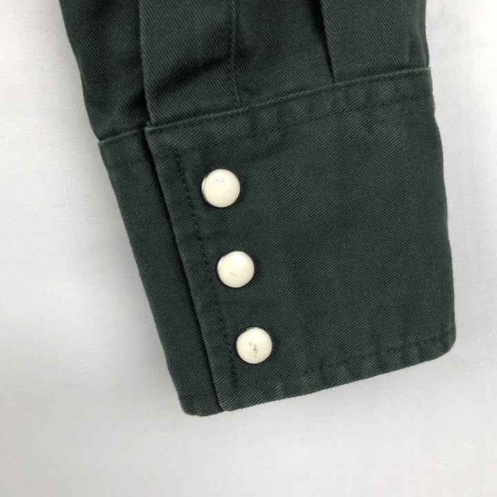 Wrangler Long-Sleeve Western Shirt, Men's Size XL (approx.) cotton dark green Vintage Second Hand