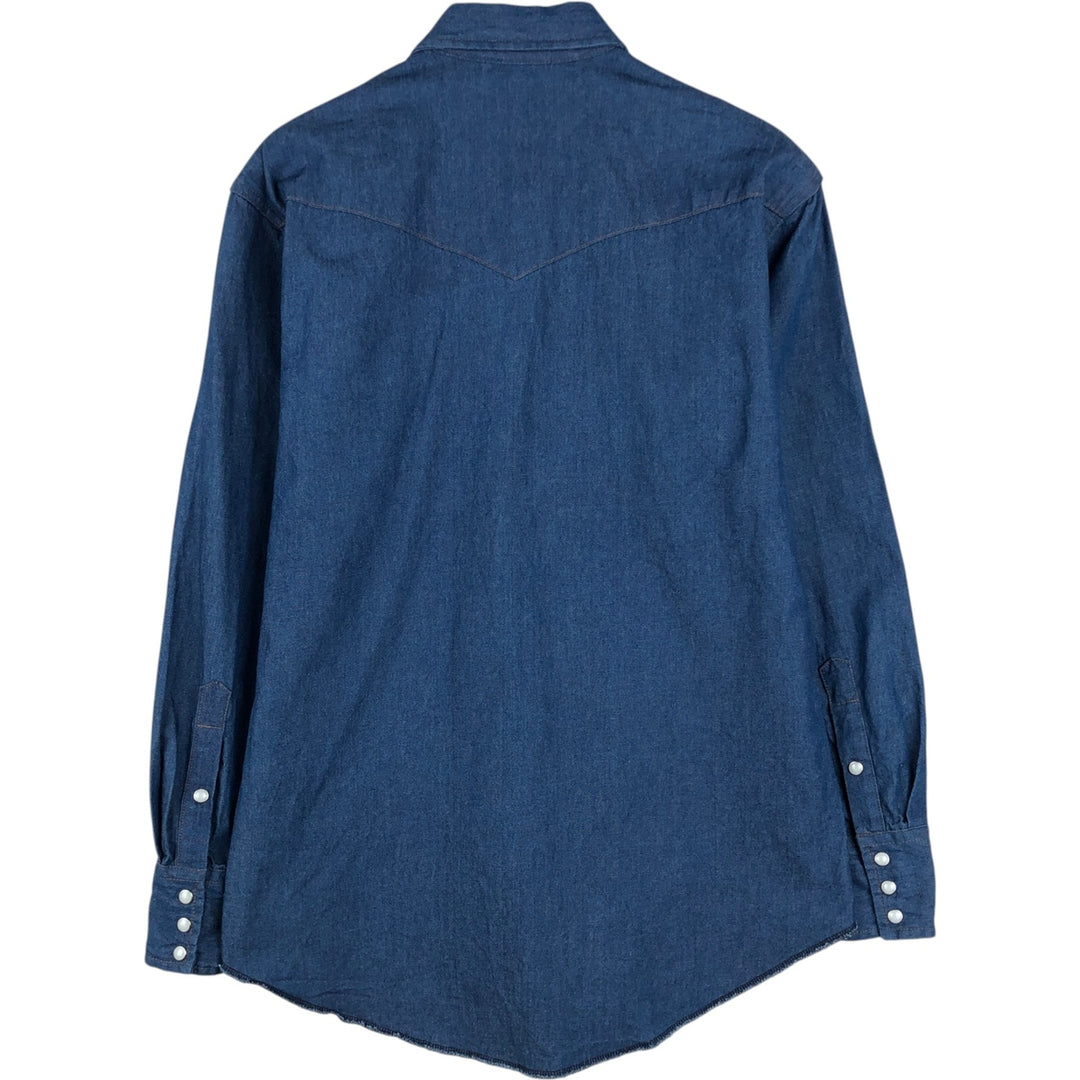 Wrangler Long Sleeve Denim Western Shirt, Men's Size Medium cotton blue type Vintage Second Hand