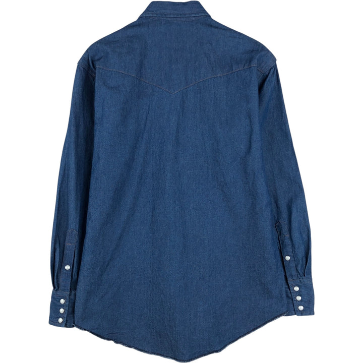 Wrangler Long Sleeve Denim Western Shirt, Men's Size Medium cotton blue type Vintage Second Hand