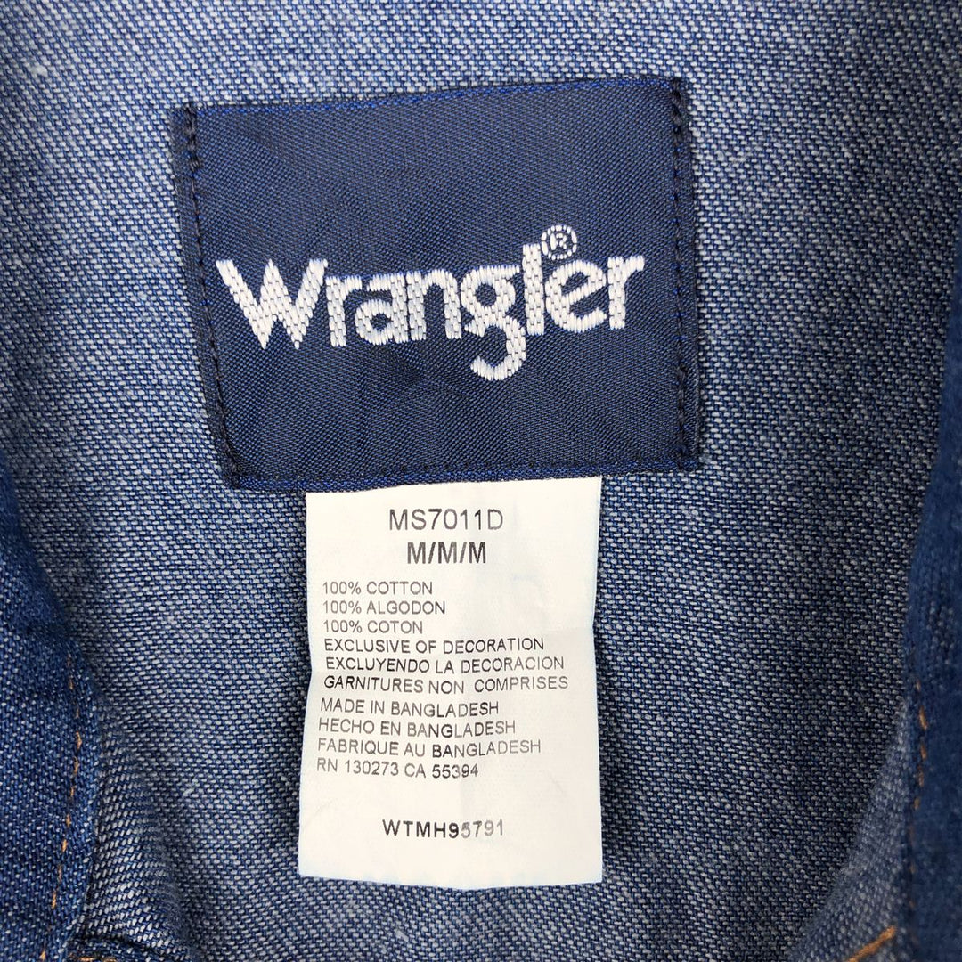 Wrangler Long Sleeve Denim Western Shirt, Men's Size Medium cotton blue type Vintage Second Hand