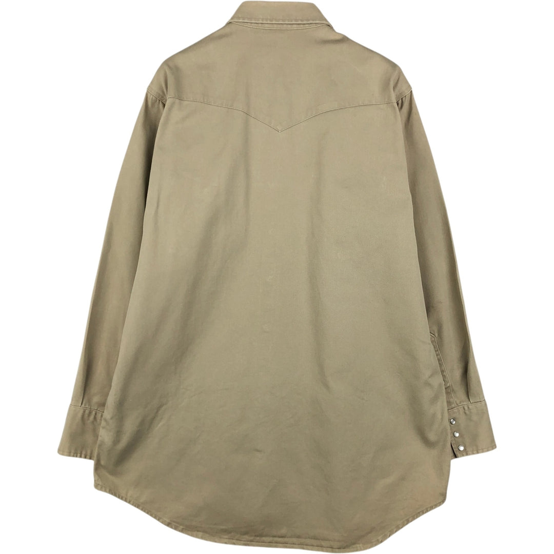 Carhartt Long-Sleeve Western Shirt, Made in USA, Men's Size XL (approx.) cotton Beige type Vintage Second Hand