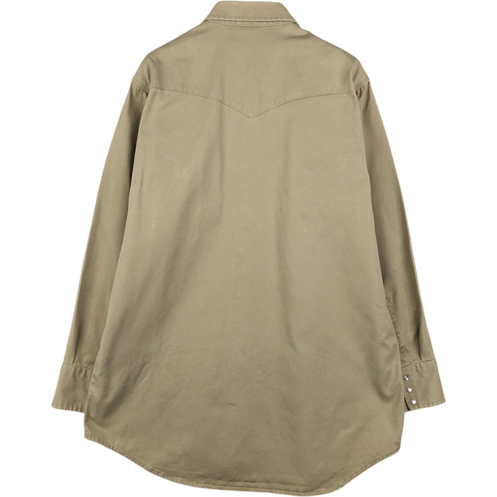 Carhartt Long-Sleeve Western Shirt, Made in USA, Men's Size XL (approx.) cotton Beige type Vintage Second Hand
