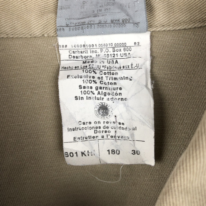 Carhartt Long-Sleeve Western Shirt, Made in USA, Men's Size XL (approx.) cotton Beige type Vintage Second Hand