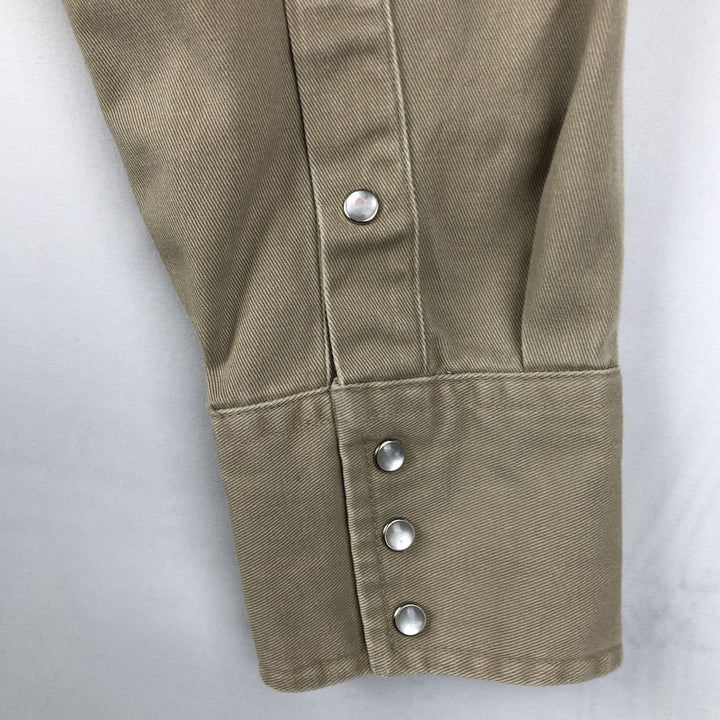 Carhartt Long-Sleeve Western Shirt, Made in USA, Men's Size XL (approx.) cotton Beige type Vintage Second Hand