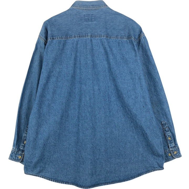90'S Lee Niels Fugal Sons Company Advertising Long-Sleeve Button-Down Denim Shirt, Men's Size XL (Equivalent), Vintage cotton blue type Vintage Second Hand