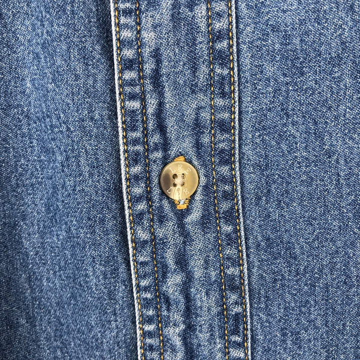 90'S Lee Niels Fugal Sons Company Advertising Long-Sleeve Button-Down Denim Shirt, Men's Size XL (Equivalent), Vintage cotton blue type Vintage Second Hand