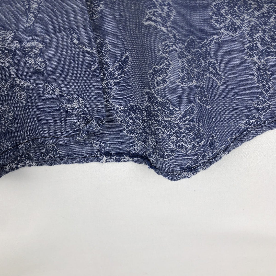 1970s-era Sears all-over floral print long-sleeved Western shirt, men's size XL. unclear blue type Vintage Second Hand