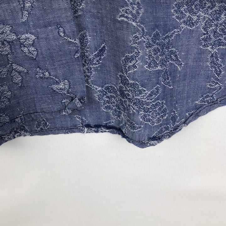 1970s-era Sears all-over floral print long-sleeved Western shirt, men's size XL. unclear blue type Vintage Second Hand