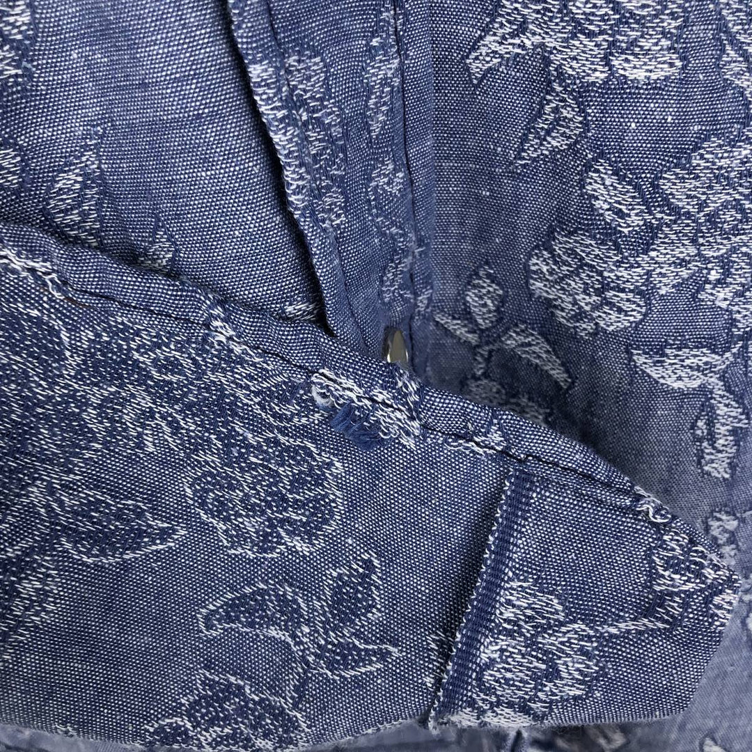 1970s-era Sears all-over floral print long-sleeved Western shirt, men's size XL. unclear blue type Vintage Second Hand