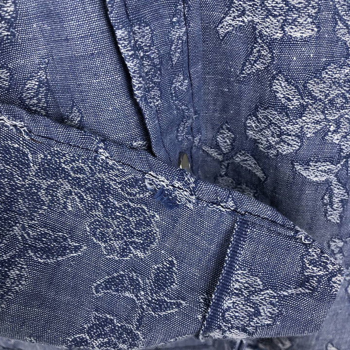 1970s-era Sears all-over floral print long-sleeved Western shirt, men's size XL. unclear blue type Vintage Second Hand
