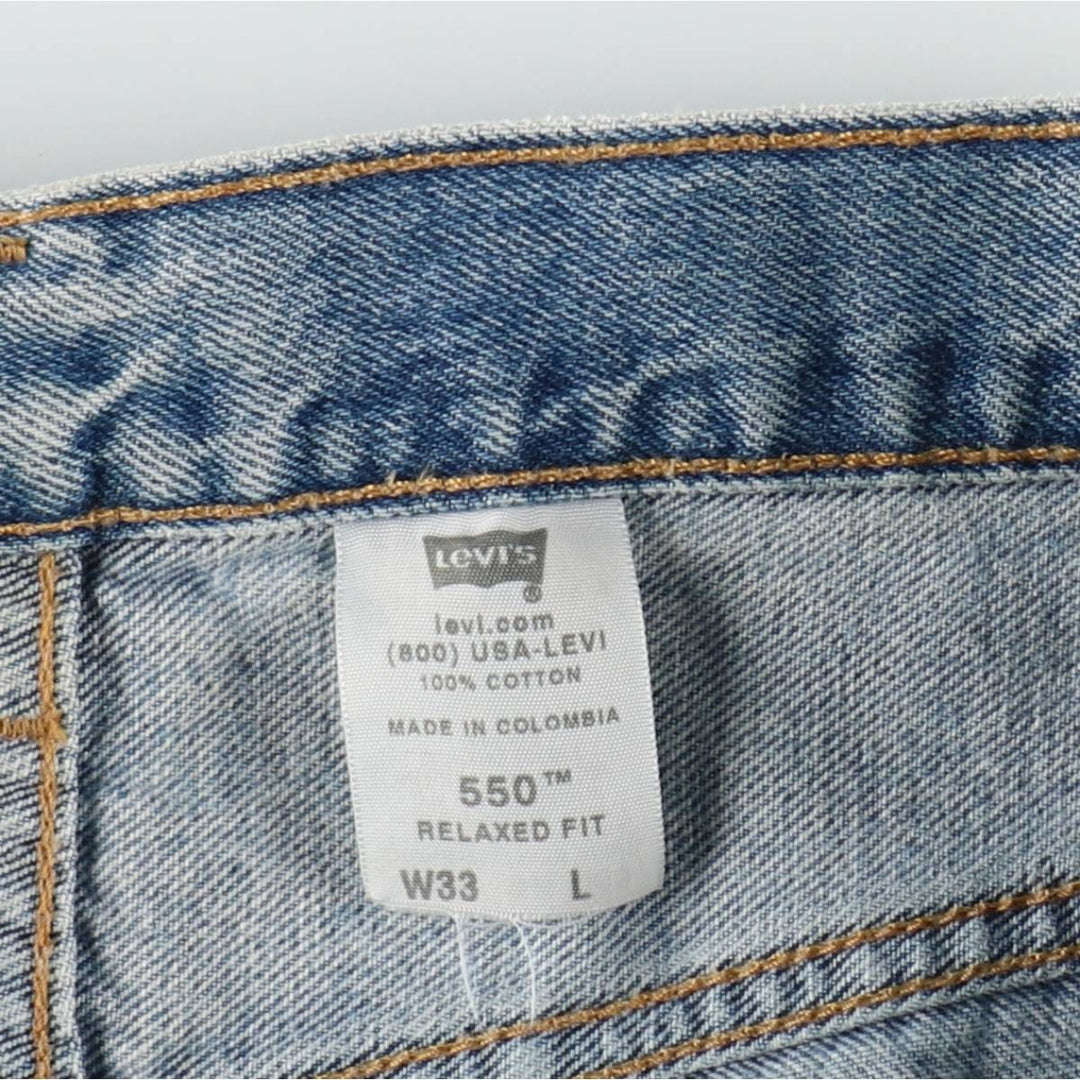 00'S Levi's 550 Relaxed Fit Denim Shorts for Men, Size W34 cotton blue type Vintage Second Hand