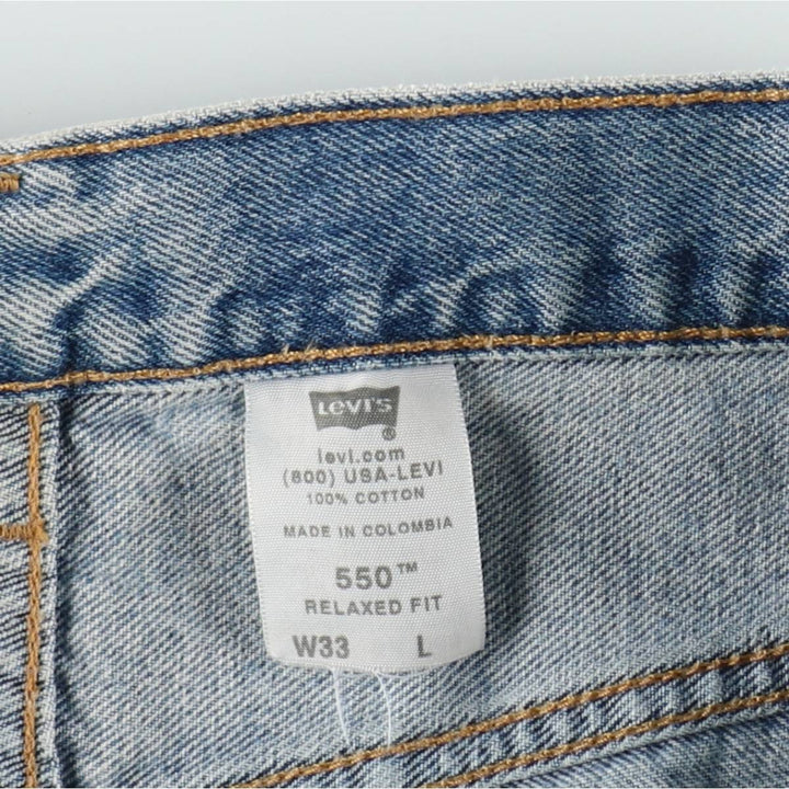 00'S Levi's 550 Relaxed Fit Denim Shorts for Men, Size W34 cotton blue type Vintage Second Hand