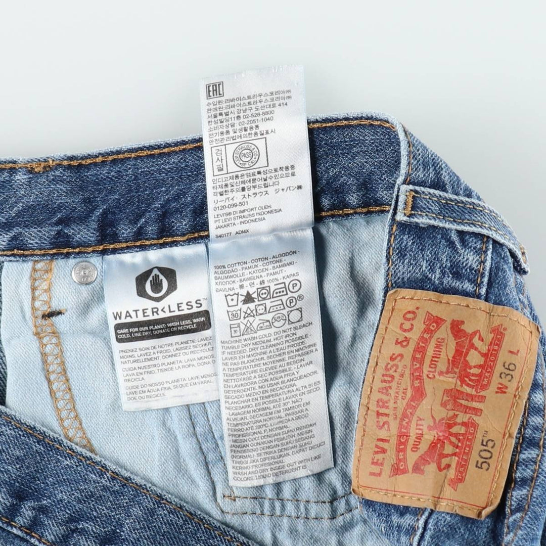 Levi's 505 denim shorts, short pants for men, size W36 cotton blue type Vintage Second Hand