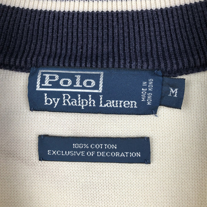 Ralph Lauren POLO by Ralph Lauren EXCLUSIVE OF DECORATION Half-Zip Sweatshirt (Men's Size M) cotton ivory Vintage Second Hand
