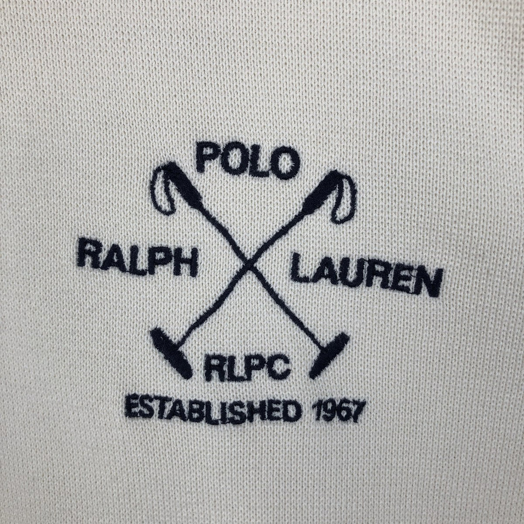 Ralph Lauren POLO by Ralph Lauren EXCLUSIVE OF DECORATION Half-Zip Sweatshirt (Men's Size M) cotton ivory Vintage Second Hand