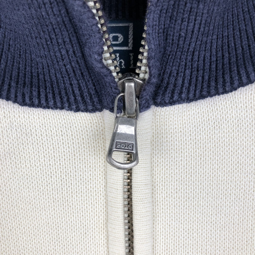 Ralph Lauren POLO by Ralph Lauren EXCLUSIVE OF DECORATION Half-Zip Sweatshirt (Men's Size M) cotton ivory Vintage Second Hand