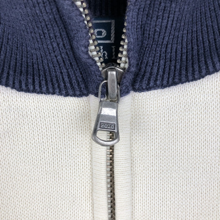 Ralph Lauren POLO by Ralph Lauren EXCLUSIVE OF DECORATION Half-Zip Sweatshirt (Men's Size M) cotton ivory Vintage Second Hand