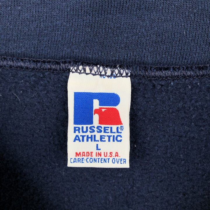 90'S Russell Half-Zip Sweatshirt, Made in USA, Men's Size L, Vintage cotton navy blue type Vintage Second Hand