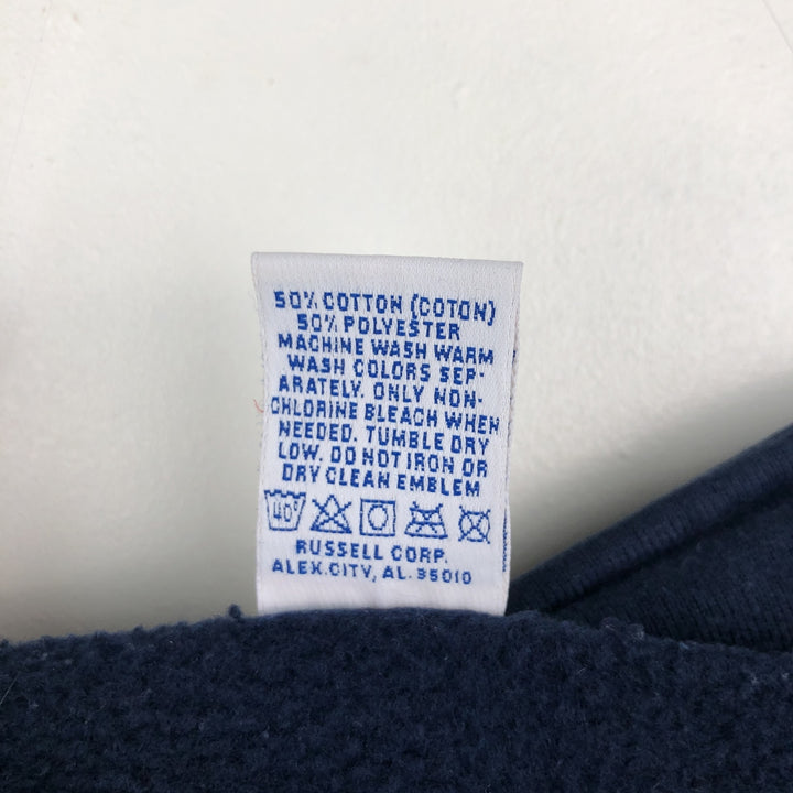 90'S Russell Half-Zip Sweatshirt, Made in USA, Men's Size L, Vintage cotton navy blue type Vintage Second Hand