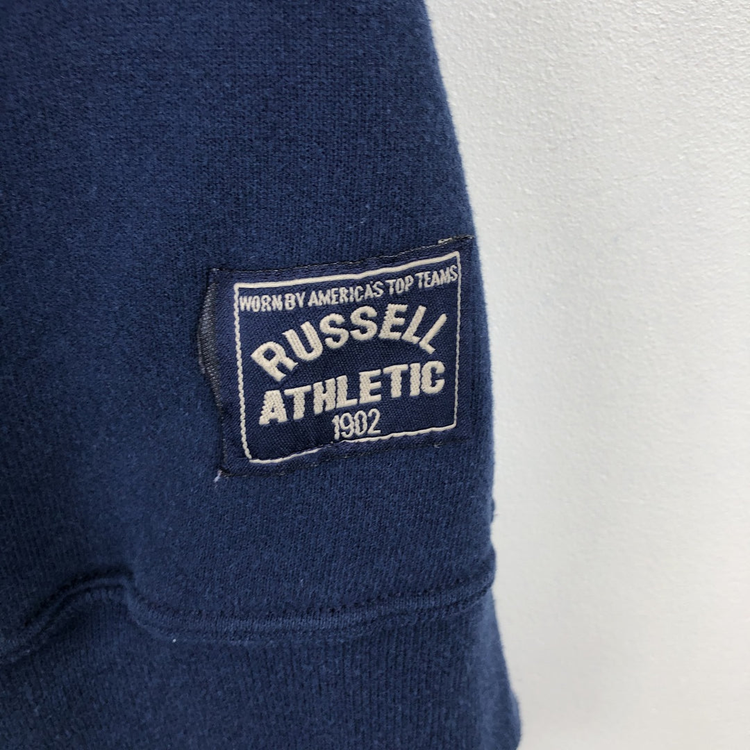 90'S Russell Half-Zip Sweatshirt, Made in USA, Men's Size L, Vintage cotton navy blue type Vintage Second Hand