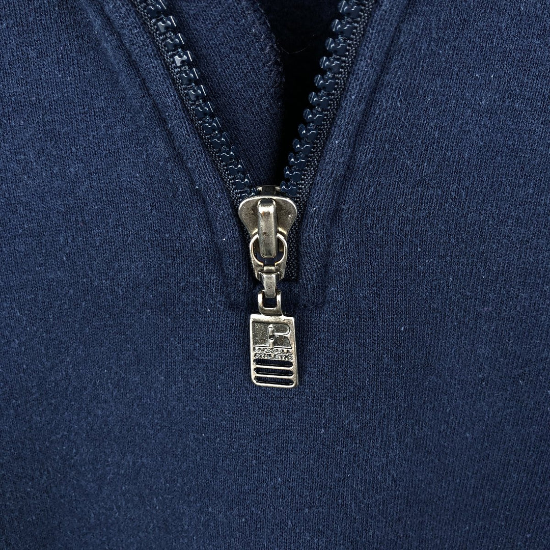 90'S Russell Half-Zip Sweatshirt, Made in USA, Men's Size L, Vintage cotton navy blue type Vintage Second Hand