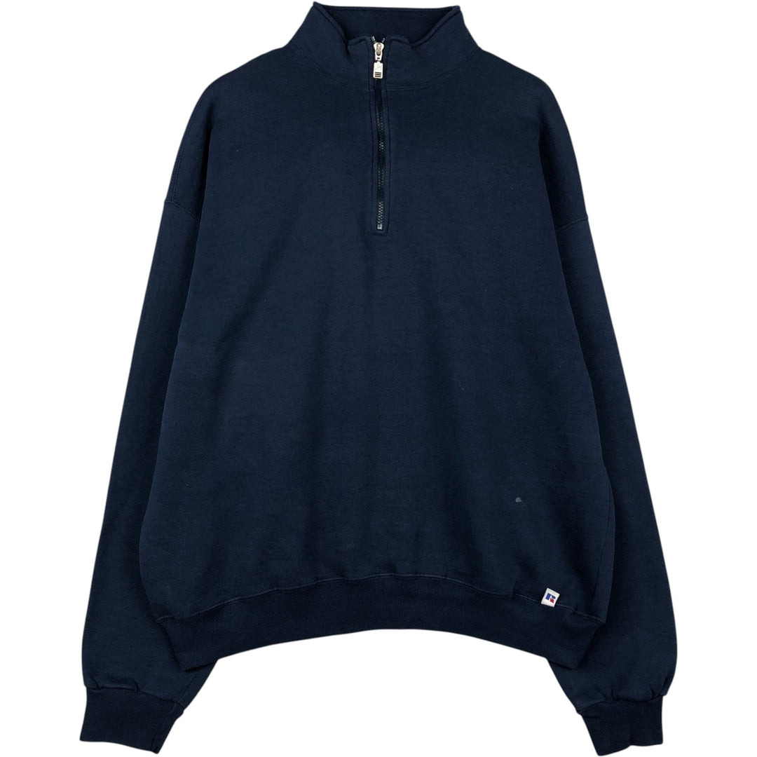 90'S Russell Half-Zip Sweatshirt, Men's XXL (approx.), Vintage cotton navy blue type Vintage Second Hand