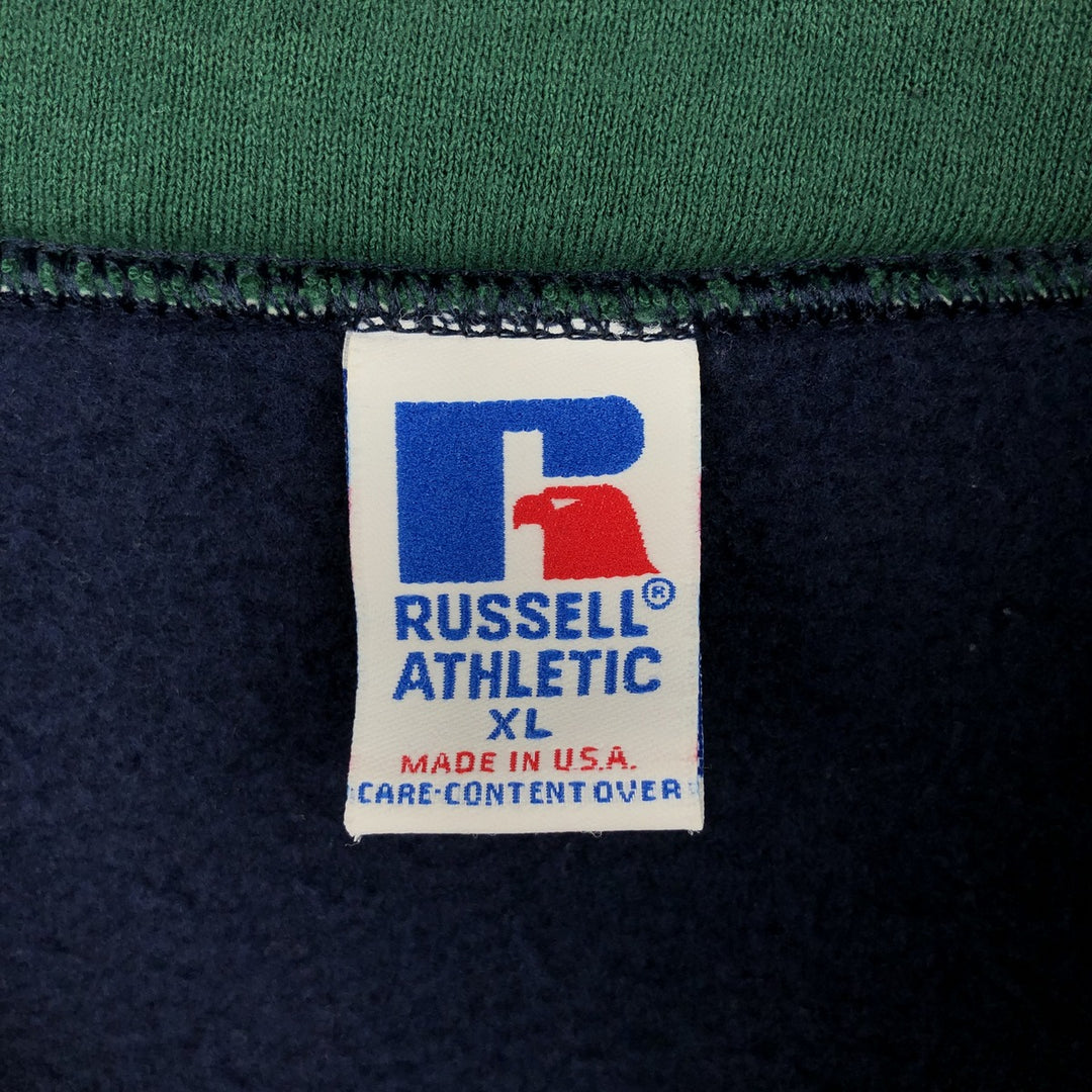 90'S Russell Half-Zip Sweatshirt, Made in USA, Men's XL, Vintage cotton navy blue type Vintage Second Hand
