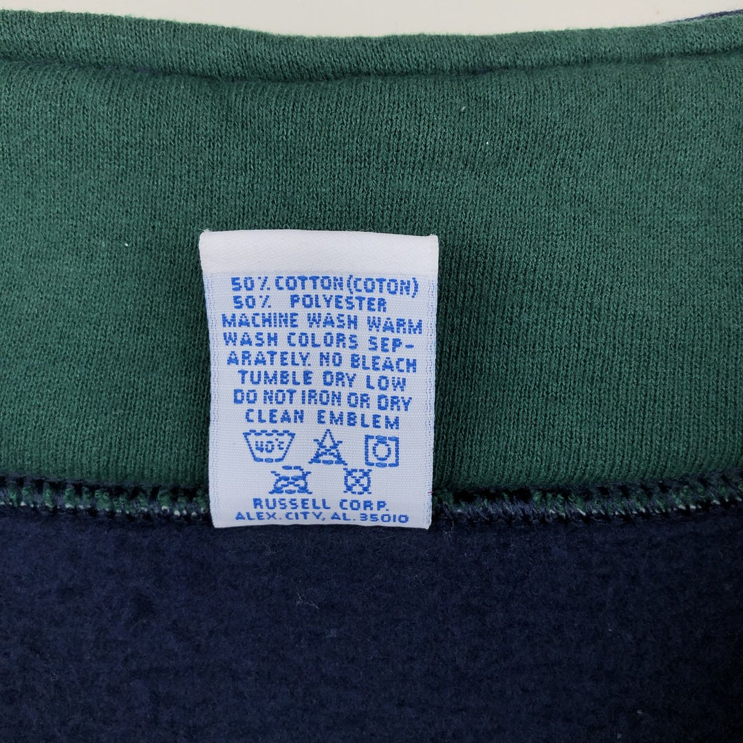90'S Russell Half-Zip Sweatshirt, Made in USA, Men's XL, Vintage cotton navy blue type Vintage Second Hand