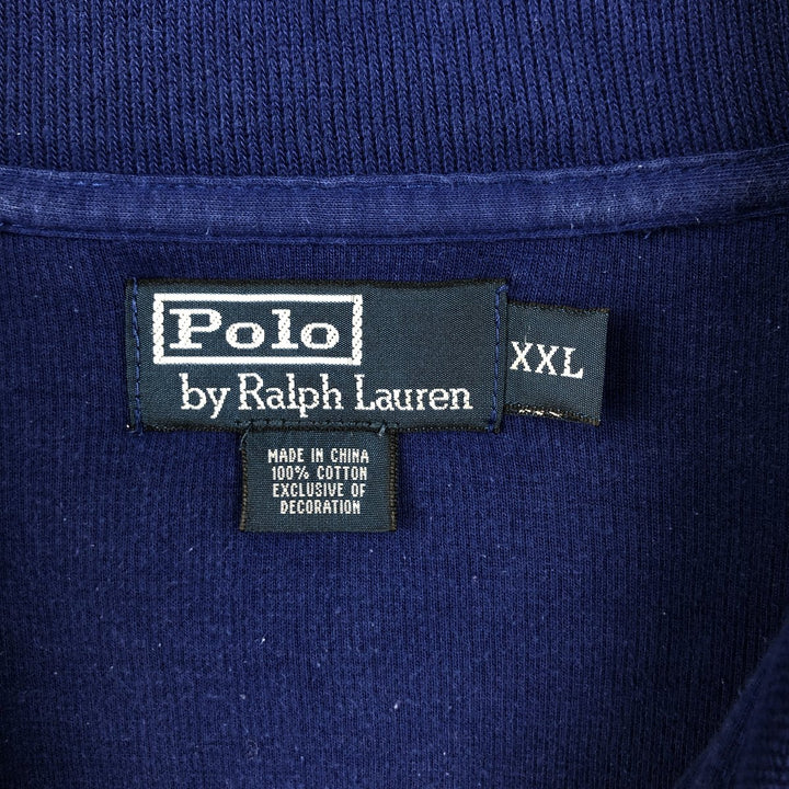 Ralph Lauren POLO by Ralph Lauren Half-Zip Sweatshirt, Men's XXL cotton navy blue type Vintage Second Hand