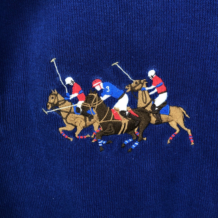 Ralph Lauren POLO by Ralph Lauren Half-Zip Sweatshirt, Men's XXL cotton navy blue type Vintage Second Hand
