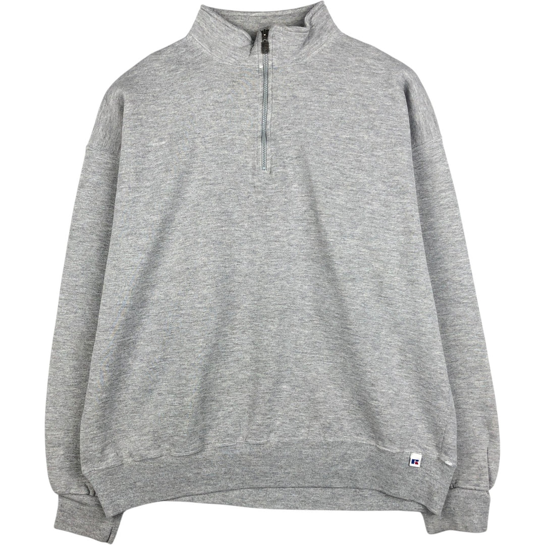 90'S Russell Half-Zip Sweatshirt, Men's XXL (approx.), Vintage polyester gray type Vintage Second Hand