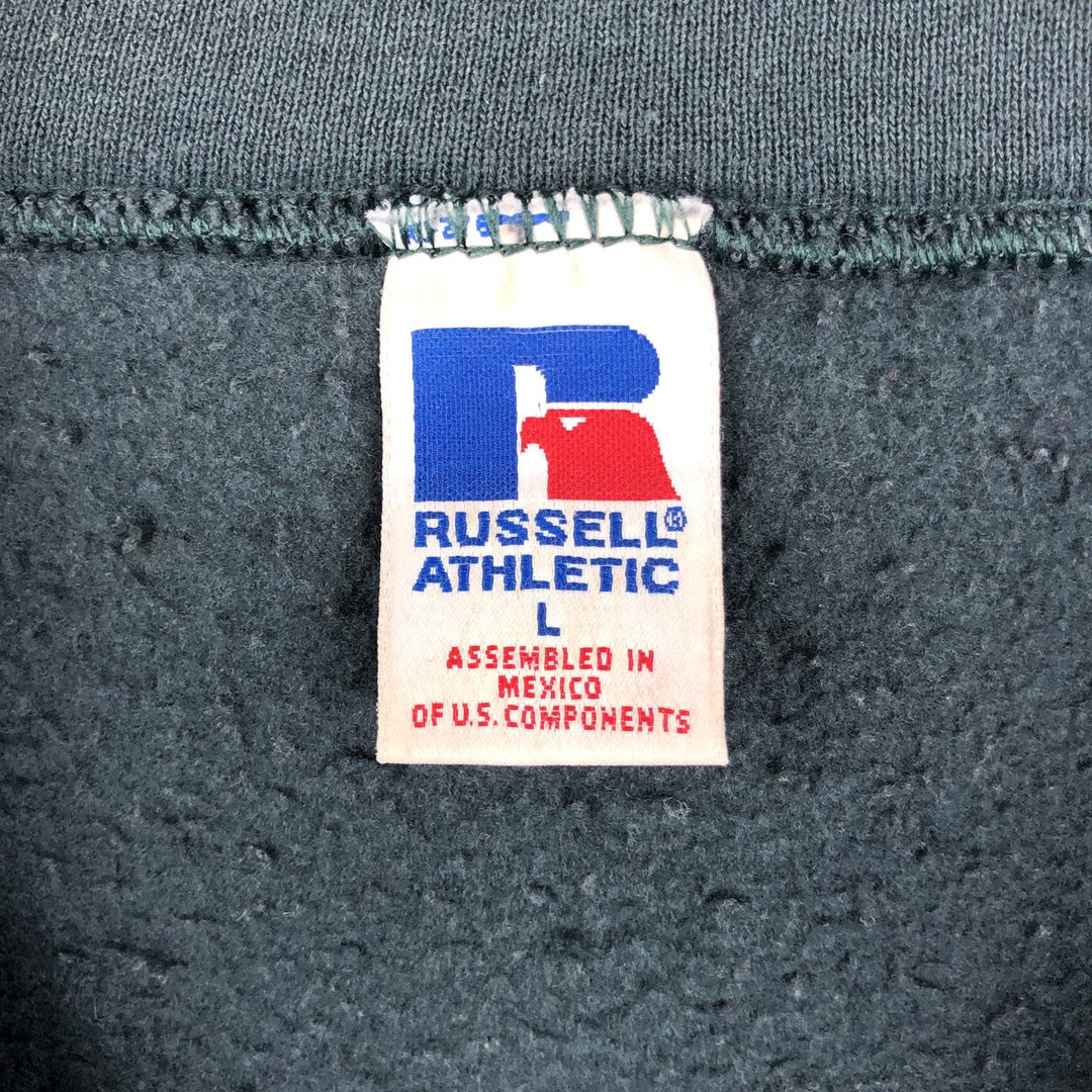 90'S Russell Half Zip Sweatshirt, Men's L Size Vintage cotton dark green Vintage Second Hand