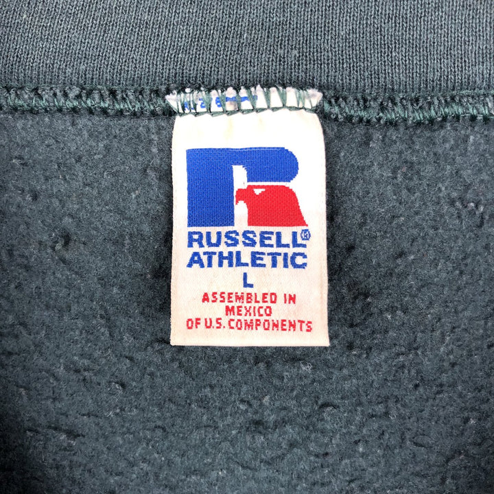90'S Russell Half Zip Sweatshirt, Men's L Size Vintage cotton dark green Vintage Second Hand