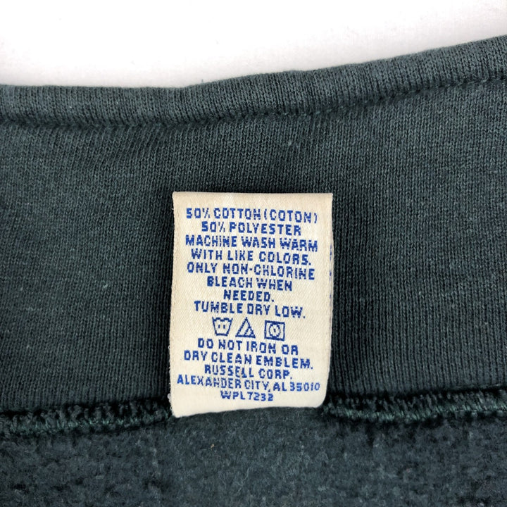 90'S Russell Half Zip Sweatshirt, Men's L Size Vintage cotton dark green Vintage Second Hand