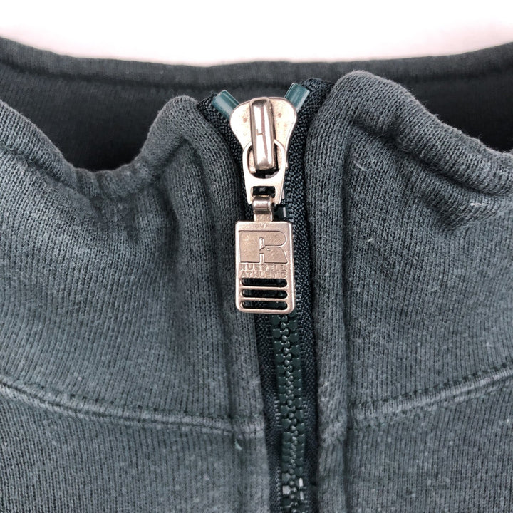 90'S Russell Half Zip Sweatshirt, Men's L Size Vintage cotton dark green Vintage Second Hand