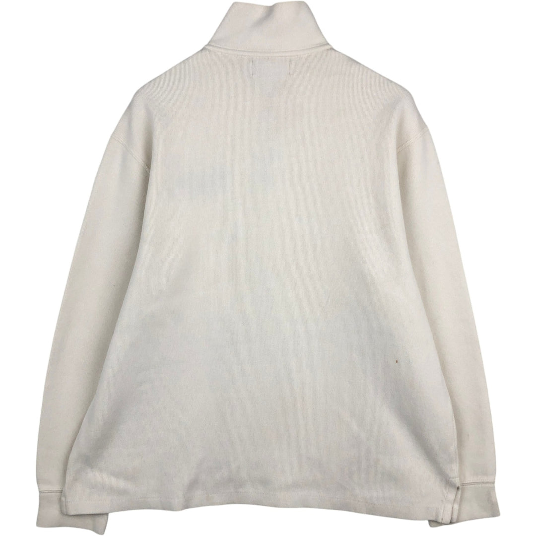 Ralph Lauren POLO by Ralph Lauren Half-Zip Sweatshirt, Men's Size L cotton pale white type Vintage Second Hand